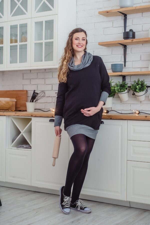 Pregnant woman in maternity clothes