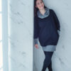 Woman wearing breastfeeding dress