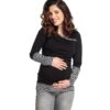 Pregnancy and breastfeeding blouse in black and stripes.