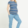 Woman in maternity and nursing clothes.