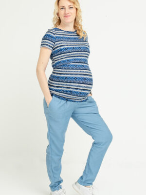 Woman in maternity and nursing clothes.