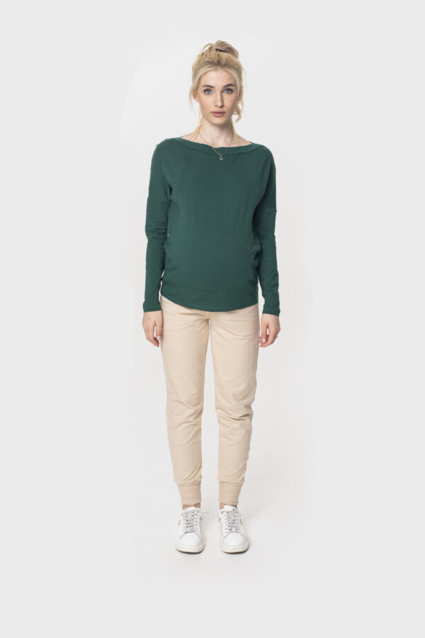 Breastfeeding maternity blouse, roheline lukkudega imetamispluus, mis sobib juba raseduse ajal.