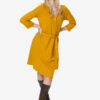 Mustard maternity dress for pregnancy and breastfeeding.