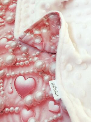 baby blanket minky jersey hearts pearls